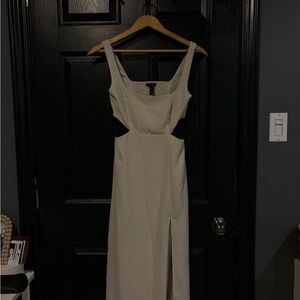 Forever 21 Cream Cutout Midi Dress with Front Slit